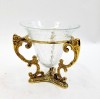 BR2410 - Brass Stand Crackle Glass Container