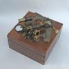 AL4849B - Aluminum Sextant Brass Inlay Antique. Wooden Boxed