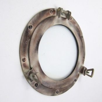 AL4860F - Porthole Glass Antique Aluminum, 11"