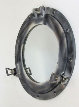 AL4861F - Porthole Mirror Aluminum Antique White, 15"