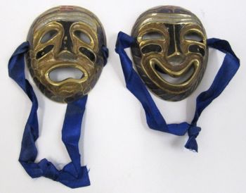 BR2007 - Brass Drama Laughing/Crying Masks, Painted (set of 2)