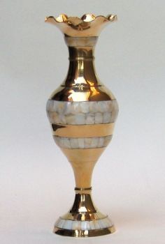 BR21225 - Brass Vase, Mother of Pearl