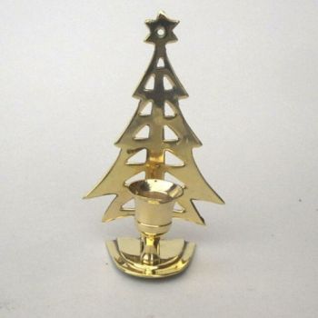 BR22374 - Brass Christmas Tree Candle Holder BR22374 - Brass Christmas Tree Candle Holder