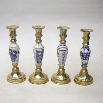 BR22741 - Ceramic candle holders, set of four