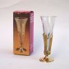 BR24014 - Brass Stand With Crackle Glass Vase