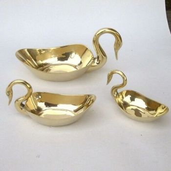 BR2516 - Brass Swan Dish Set