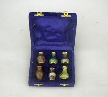 BR2523 - Brass Mini Bottles in Velvet Box