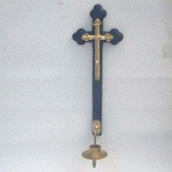 BR3122 - Wooden Cross Wall Candle Holder