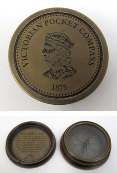 BR483950 - Engraved Brass Victorian Themed Compass