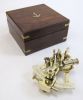 BR48501 - Solid Brass Sextant With Inlaid Wooden Box