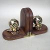 CO52571 - Brass / Copper Diver Helmet Bookend Pair, Wooden Base
