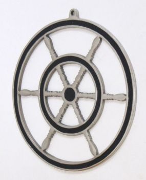 IE786136 - Aluminum Ship Wheel Wall Décor, 14"