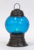 IR15376 - Iron T-Light Candle Lantern Antique Finish Glass Sphere, Step Base
