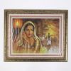 MR3302 - Painting With Frame And Glass Cover - Lady In Gold With Bracelets Man&Cows