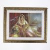 MR3304 - Painting With Frame And Glass Cover - Indian Lady W/ Incense And Pillow