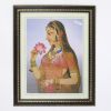 MR3308 - Painting With Frame And Glass Cover - Woman With Flower Portrait