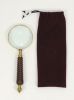 MR48108 - Brass Magnifying Glass, Wooden Handle, Velvet Pouch
