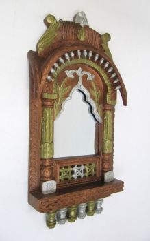SH7102M - Wooden Jharokha Leaf Design Mirror