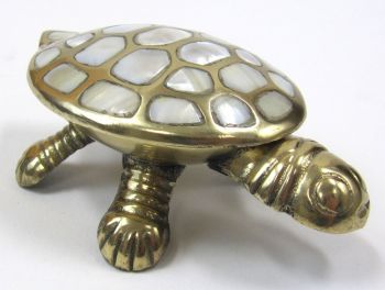 BR23073 - Brass & Mother of Pearl Turtle Box