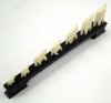 BN107B - Carved Bone Elephants on Black Wood Bridge