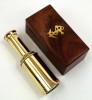 BR48256C - Brass Pullout 6.25" Telescope w/ Wood Box